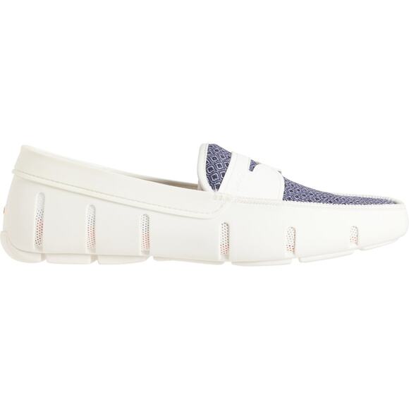 SWIMS Mens Printed Penny Loafer White Slip On Loafers Driving Shoes Sz 7 New